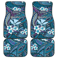 Personalised Hawaii Tribal Humpback Whale Car Mats Polu Hibiscus Seamless Pattern LT9 - Polynesian Pride