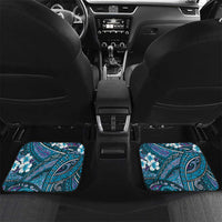 Personalised Hawaii Tribal Humpback Whale Car Mats Polu Hibiscus Seamless Pattern LT9 Set 2pcs - Back Blue - Polynesian Pride