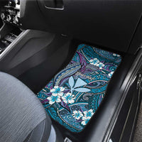 Personalised Hawaii Tribal Humpback Whale Car Mats Polu Hibiscus Seamless Pattern LT9 - Polynesian Pride
