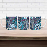 Personalised Hawaii Tribal Humpback Whale Ceramic Mug Polu Hibiscus Seamless Pattern LT9 - Polynesian Pride