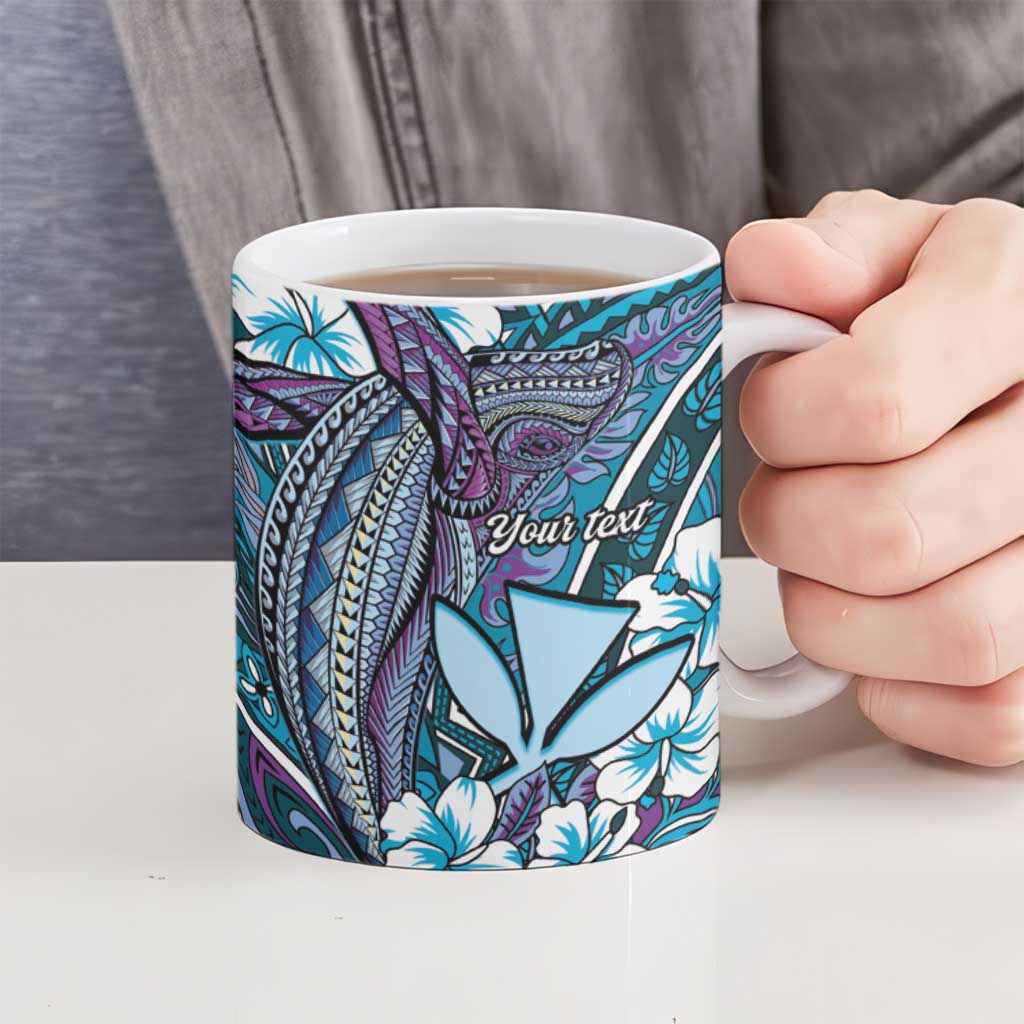 Personalised Hawaii Tribal Humpback Whale Ceramic Mug Polu Hibiscus Seamless Pattern LT9 - Polynesian Pride