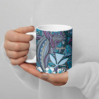 Personalised Hawaii Tribal Humpback Whale Ceramic Mug Polu Hibiscus Seamless Pattern LT9 - Polynesian Pride