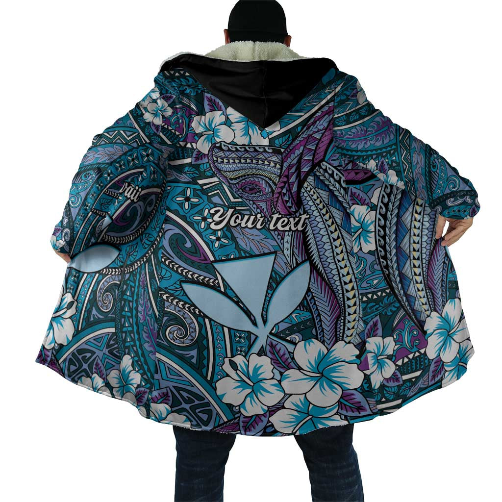 Personalised Hawaii Tribal Humpback Whale Cloak Polu Hibiscus Seamless Pattern LT9 - Polynesian Pride