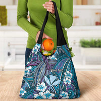 Personalised Hawaii Tribal Humpback Whale Grocery Bag Polu Hibiscus Seamless Pattern LT9 - Polynesian Pride
