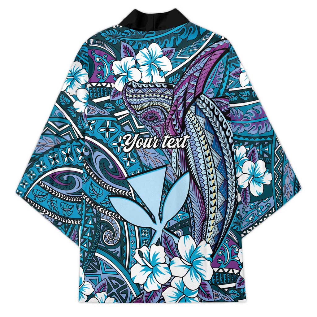Personalised Hawaii Tribal Humpback Whale Kimono Polu Hibiscus Seamless Pattern LT9 - Polynesian Pride