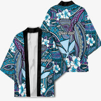 Personalised Hawaii Tribal Humpback Whale Kimono Polu Hibiscus Seamless Pattern LT9 - Polynesian Pride