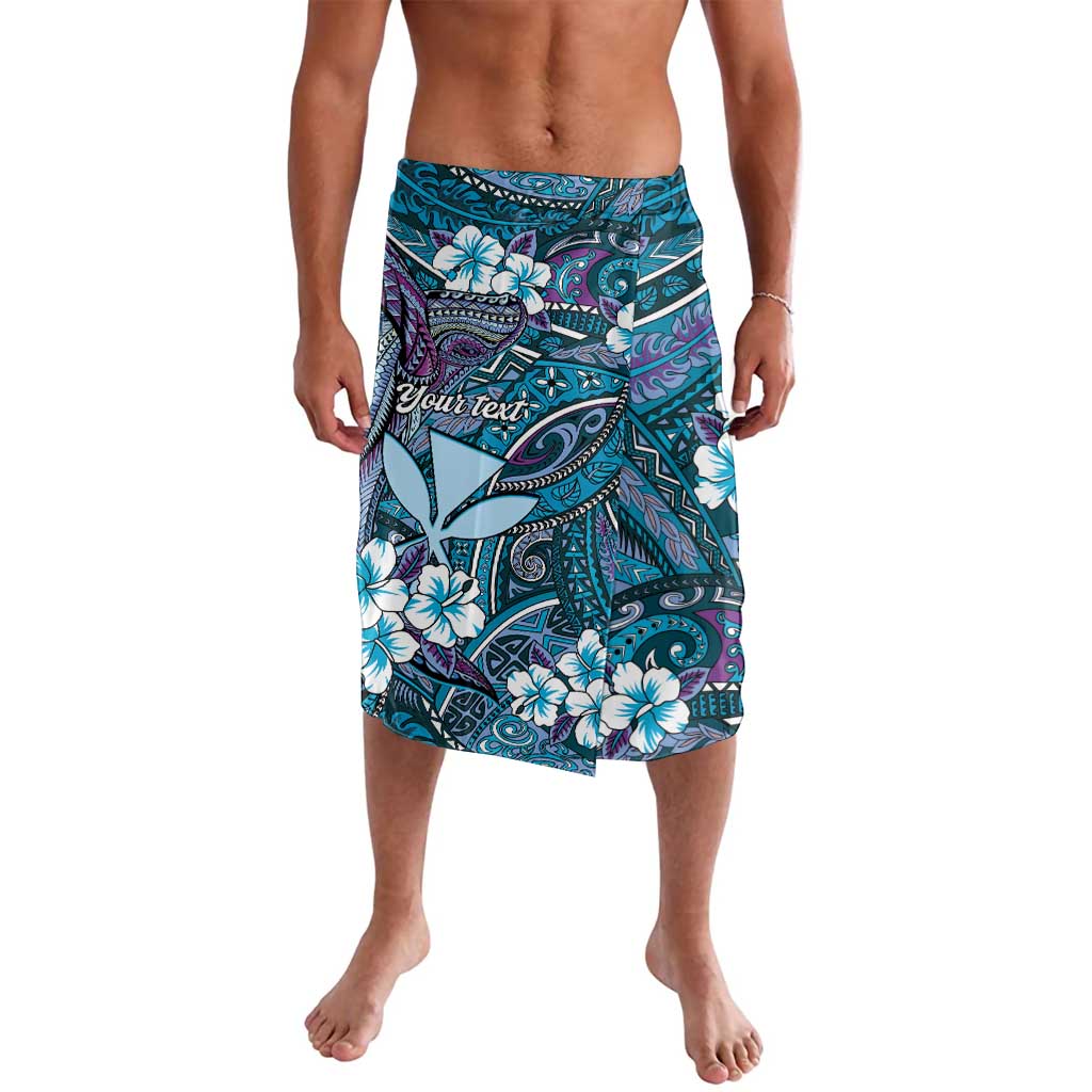 Personalised Hawaii Tribal Humpback Whale Lavalava Polu Hibiscus Seamless Pattern LT9 Blue - Polynesian Pride