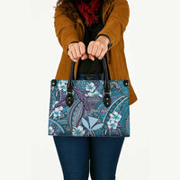 Personalised Hawaii Tribal Humpback Whale Leather Bag Polu Hibiscus Seamless Pattern LT9 - Polynesian Pride