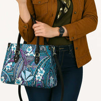 Personalised Hawaii Tribal Humpback Whale Leather Bag Polu Hibiscus Seamless Pattern LT9 - Polynesian Pride