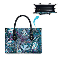 Personalised Hawaii Tribal Humpback Whale Leather Bag Polu Hibiscus Seamless Pattern LT9 - Polynesian Pride