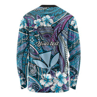 Personalised Hawaii Tribal Humpback Whale Long Sleeve Shirt Polu Hibiscus Seamless Pattern LT9 - Polynesian Pride