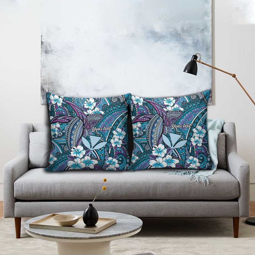 Personalised Hawaii Tribal Humpback Whale Pillow Cover Polu Hibiscus Seamless Pattern LT9 - Polynesian Pride