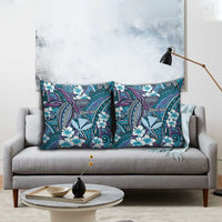 Personalised Hawaii Tribal Humpback Whale Pillow Cover Polu Hibiscus Seamless Pattern LT9 - Polynesian Pride