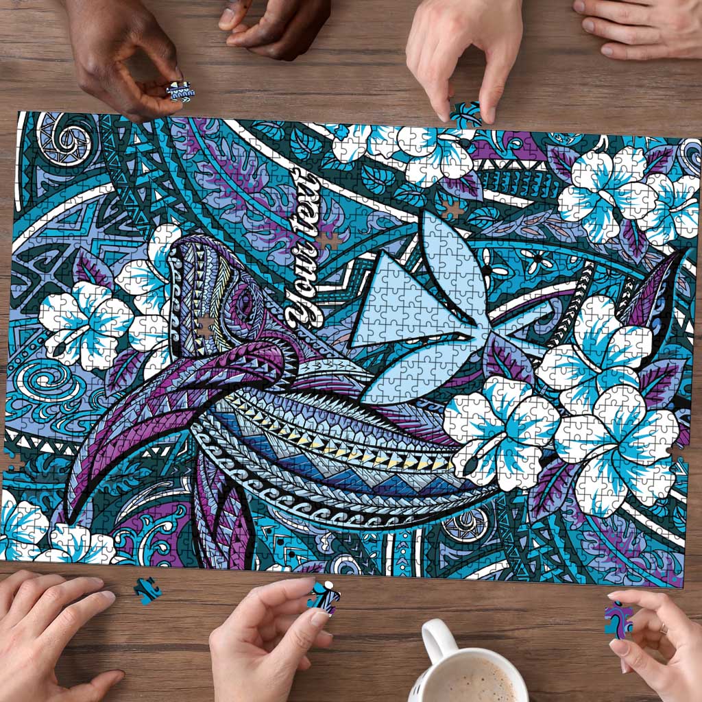 Personalised Hawaii Tribal Humpback Whale Puzzle Polu Hibiscus Seamless Pattern LT9 - Polynesian Pride