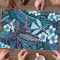 Personalised Hawaii Tribal Humpback Whale Puzzle Polu Hibiscus Seamless Pattern LT9 - Polynesian Pride