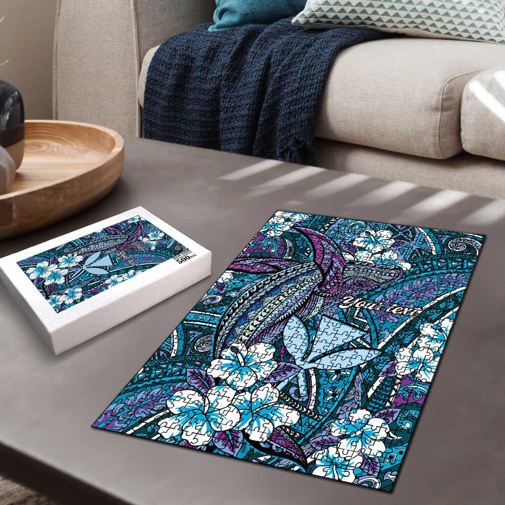 Personalised Hawaii Tribal Humpback Whale Puzzle Polu Hibiscus Seamless Pattern LT9 - Polynesian Pride