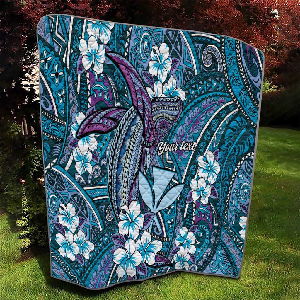 Personalised Hawaii Tribal Humpback Whale Quilt Polu Hibiscus Seamless Pattern LT9 - Polynesian Pride