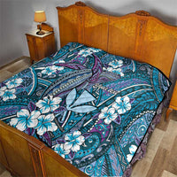Personalised Hawaii Tribal Humpback Whale Quilt Polu Hibiscus Seamless Pattern LT9 - Polynesian Pride