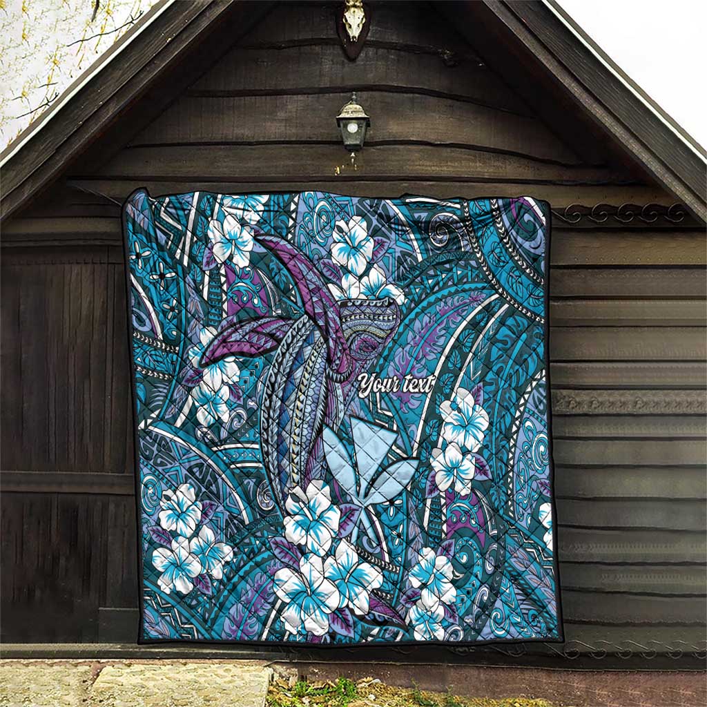 Personalised Hawaii Tribal Humpback Whale Quilt Polu Hibiscus Seamless Pattern LT9 - Polynesian Pride