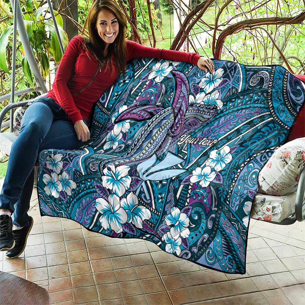 Personalised Hawaii Tribal Humpback Whale Quilt Polu Hibiscus Seamless Pattern LT9 - Polynesian Pride