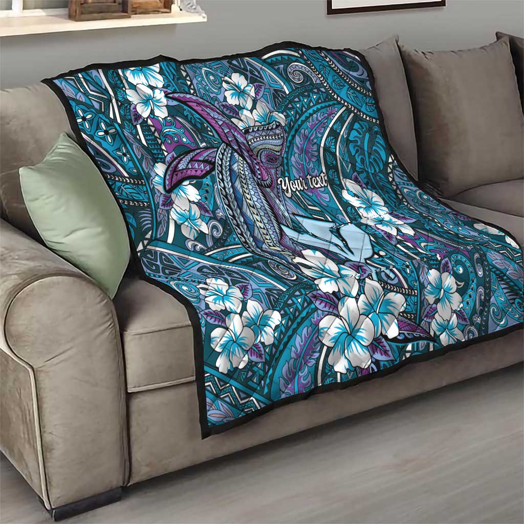 Personalised Hawaii Tribal Humpback Whale Quilt Polu Hibiscus Seamless Pattern LT9 - Polynesian Pride