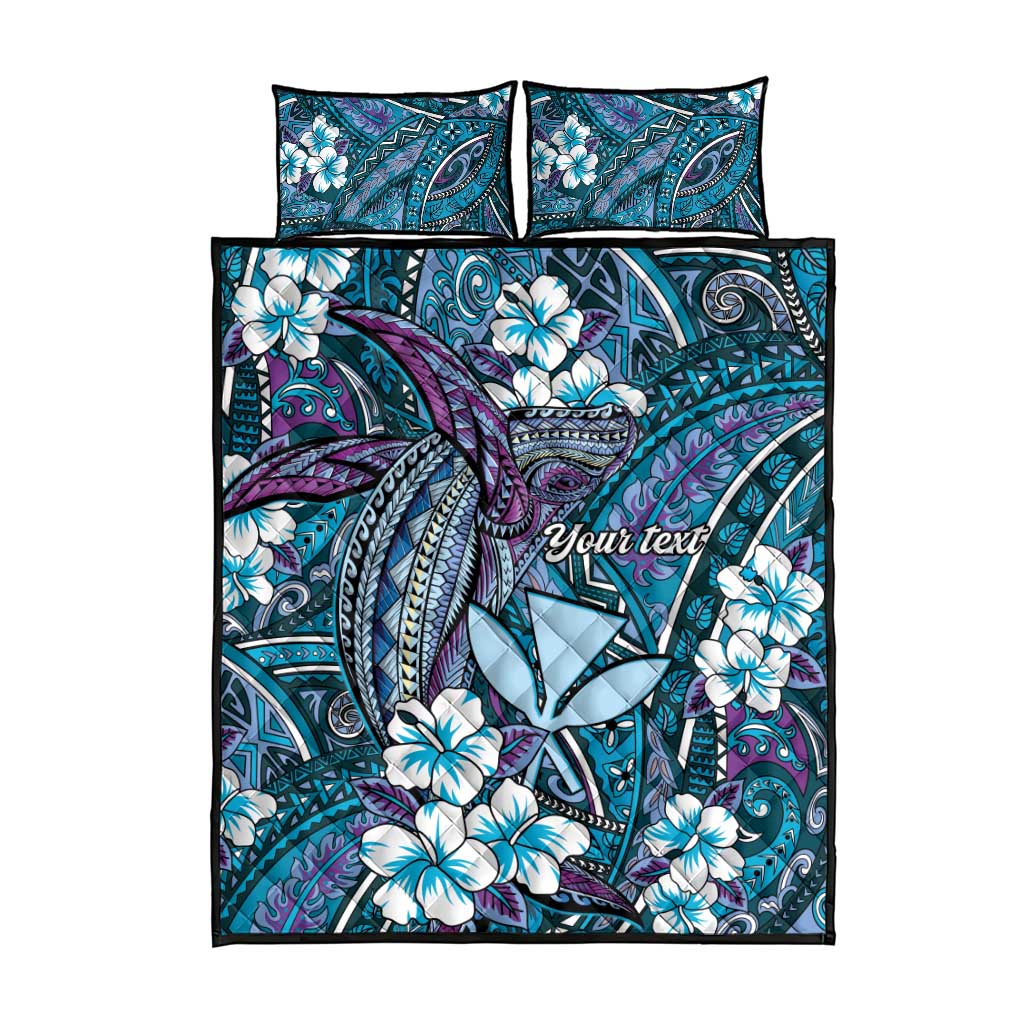 Personalised Hawaii Tribal Humpback Whale Quilt Bed Set Polu Hibiscus Seamless Pattern LT9 - Polynesian Pride