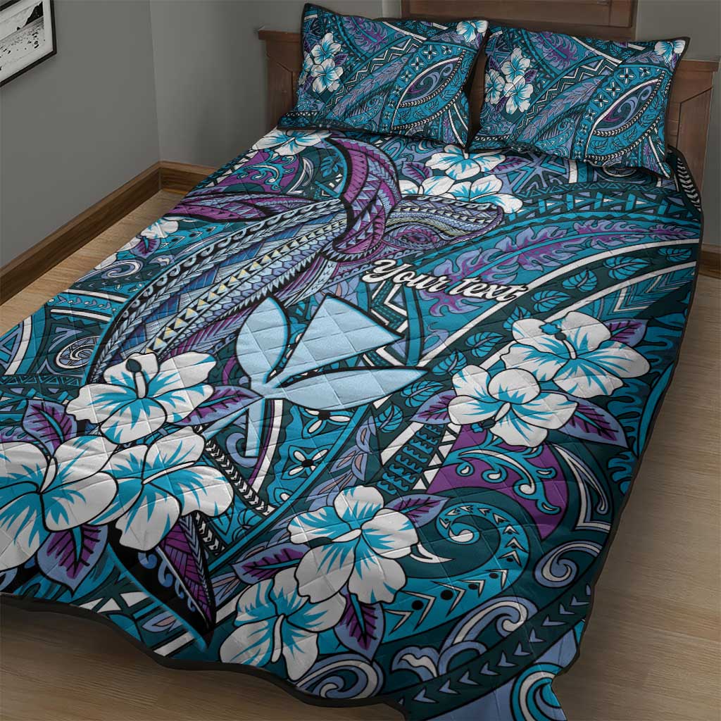 Personalised Hawaii Tribal Humpback Whale Quilt Bed Set Polu Hibiscus Seamless Pattern LT9 - Polynesian Pride