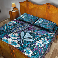 Personalised Hawaii Tribal Humpback Whale Quilt Bed Set Polu Hibiscus Seamless Pattern LT9 - Polynesian Pride