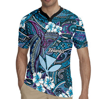 Personalised Hawaii Tribal Humpback Whale Rugby Jersey Polu Hibiscus Seamless Pattern LT9 - Polynesian Pride