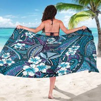 Personalised Hawaii Tribal Humpback Whale Sarong Polu Hibiscus Seamless Pattern LT9 - Polynesian Pride