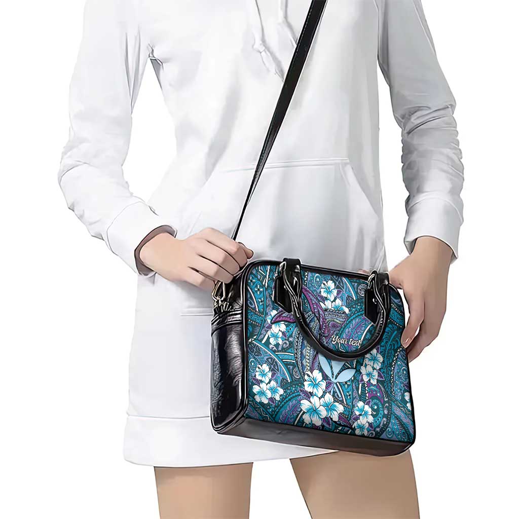 Personalised Hawaii Tribal Humpback Whale Shoulder Handbag Polu Hibiscus Seamless Pattern LT9 - Polynesian Pride