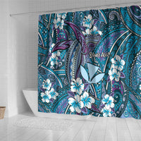 Personalised Hawaii Tribal Humpback Whale Shower Curtain Polu Hibiscus Seamless Pattern LT9 - Polynesian Pride