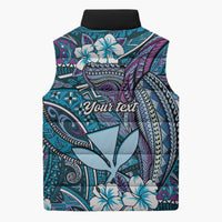 Personalised Hawaii Tribal Humpback Whale Sleeveless Puffer Jacket Polu Hibiscus Seamless Pattern LT9 - Polynesian Pride