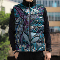 Personalised Hawaii Tribal Humpback Whale Sleeveless Puffer Jacket Polu Hibiscus Seamless Pattern LT9 - Polynesian Pride