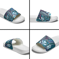Personalised Hawaii Tribal Humpback Whale Slide Sandals Polu Hibiscus Seamless Pattern LT9 - Polynesian Pride