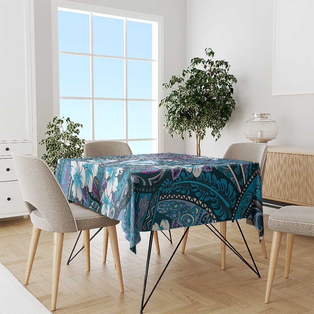 Personalised Hawaii Tribal Humpback Whale Tablecloth Polu Hibiscus Seamless Pattern LT9 - Polynesian Pride
