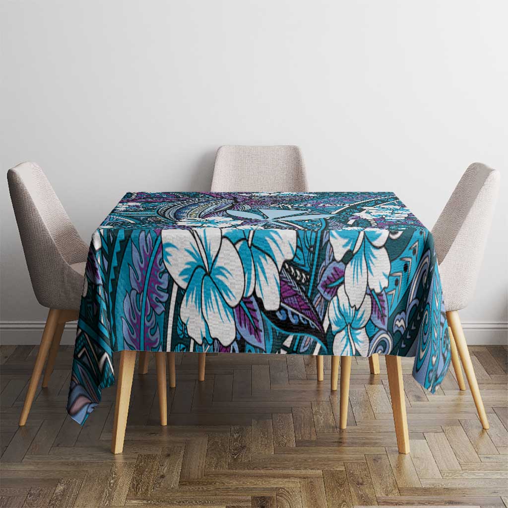 Personalised Hawaii Tribal Humpback Whale Tablecloth Polu Hibiscus Seamless Pattern LT9 - Polynesian Pride