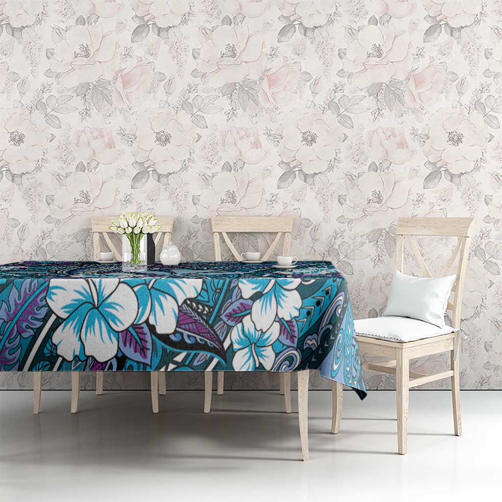 Personalised Hawaii Tribal Humpback Whale Tablecloth Polu Hibiscus Seamless Pattern LT9 - Polynesian Pride