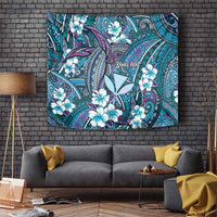 Personalised Hawaii Tribal Humpback Whale Tapestry Polu Hibiscus Seamless Pattern LT9 Blue - Polynesian Pride