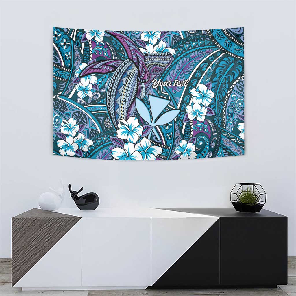 Personalised Hawaii Tribal Humpback Whale Tapestry Polu Hibiscus Seamless Pattern LT9 - Polynesian Pride