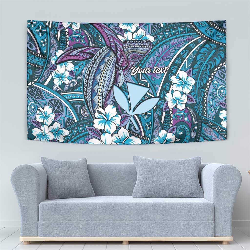 Personalised Hawaii Tribal Humpback Whale Tapestry Polu Hibiscus Seamless Pattern LT9 - Polynesian Pride