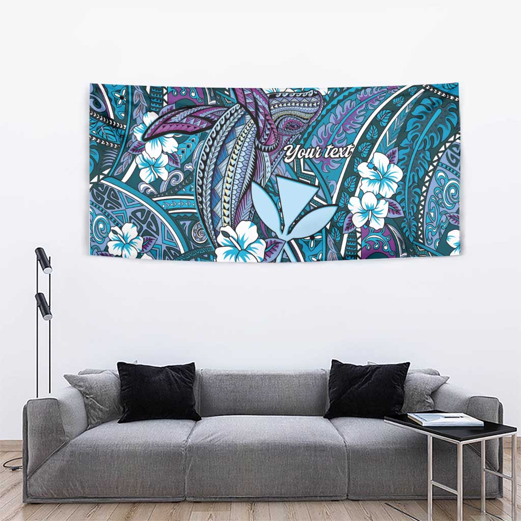 Personalised Hawaii Tribal Humpback Whale Tapestry Polu Hibiscus Seamless Pattern LT9 - Polynesian Pride