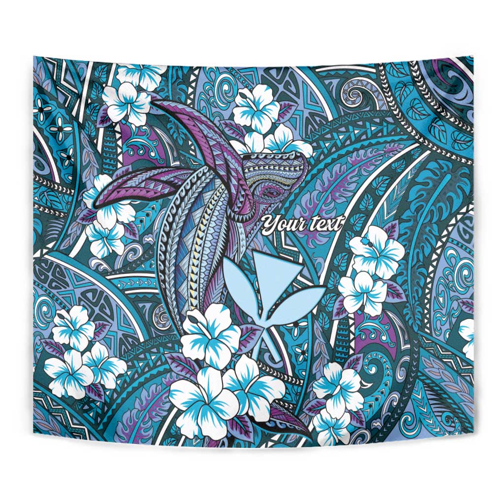Personalised Hawaii Tribal Humpback Whale Tapestry Polu Hibiscus Seamless Pattern LT9 - Polynesian Pride