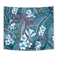 Personalised Hawaii Tribal Humpback Whale Tapestry Polu Hibiscus Seamless Pattern LT9 - Polynesian Pride