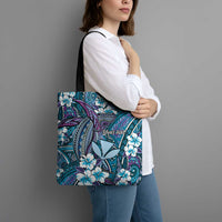 Personalised Hawaii Tribal Humpback Whale Tote Bag Polu Hibiscus Seamless Pattern LT9 - Polynesian Pride