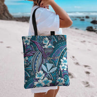Personalised Hawaii Tribal Humpback Whale Tote Bag Polu Hibiscus Seamless Pattern LT9 - Polynesian Pride