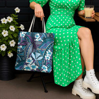 Personalised Hawaii Tribal Humpback Whale Tote Bag Polu Hibiscus Seamless Pattern LT9 - Polynesian Pride