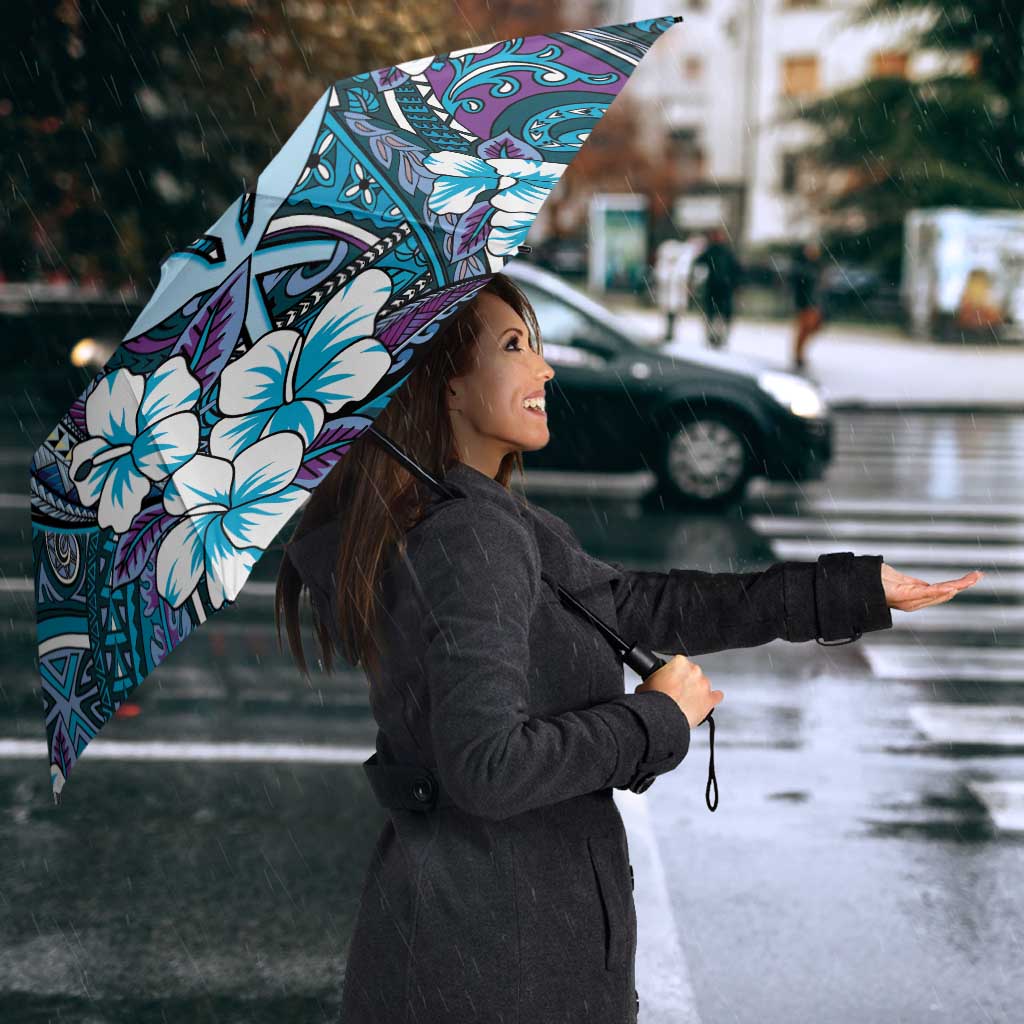 Personalised Hawaii Tribal Humpback Whale Umbrella Polu Hibiscus Seamless Pattern LT9 - Polynesian Pride