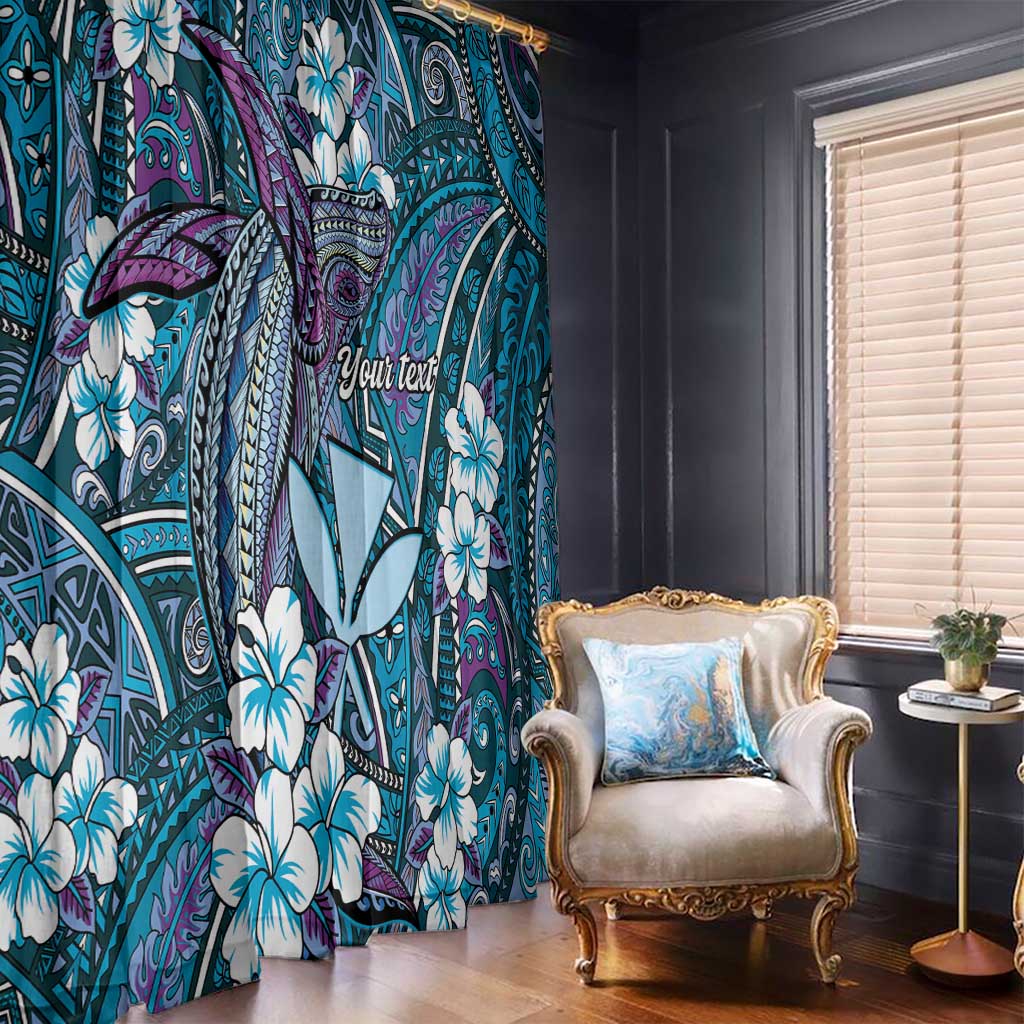 Personalised Hawaii Tribal Humpback Whale Window Curtain Polu Hibiscus Seamless Pattern LT9 - Polynesian Pride