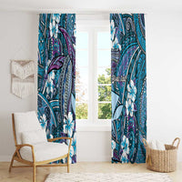 Personalised Hawaii Tribal Humpback Whale Window Curtain Polu Hibiscus Seamless Pattern LT9 - Polynesian Pride